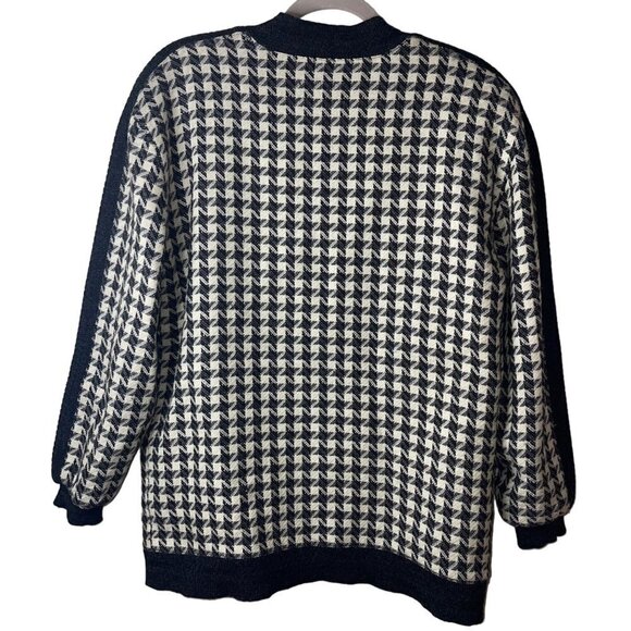 Lilli Ann Vintage Womens Jacket Size Large Black Knit Collections Houndstooth - Picture 8 of 9